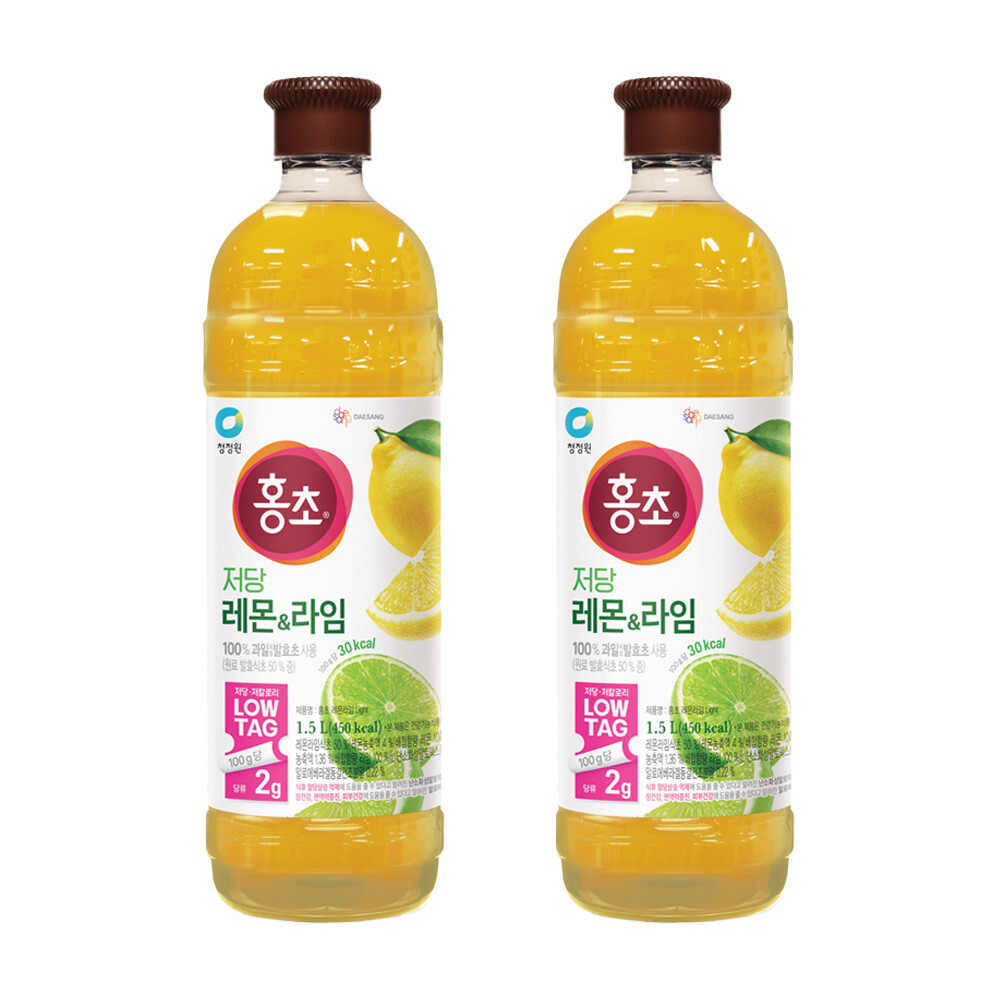 [대상][스마일배송] 청정원 홍초 레몬라임 저당 기능성 1.5L x 2개