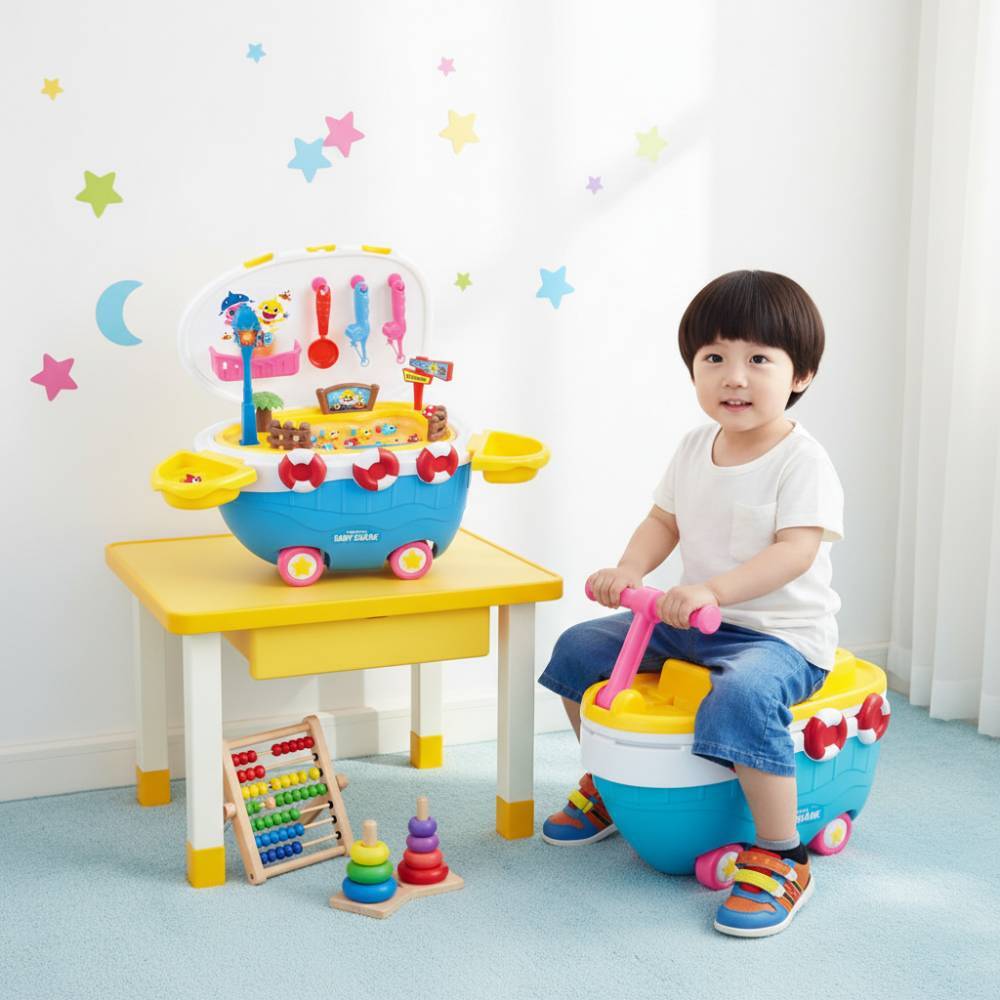 [오늘출발] 핑크퐁 상어가족 낚시놀이 붕붕카 멜로디 장난감 회전 물고기잡기 게임 낚싯대 자동차 유아