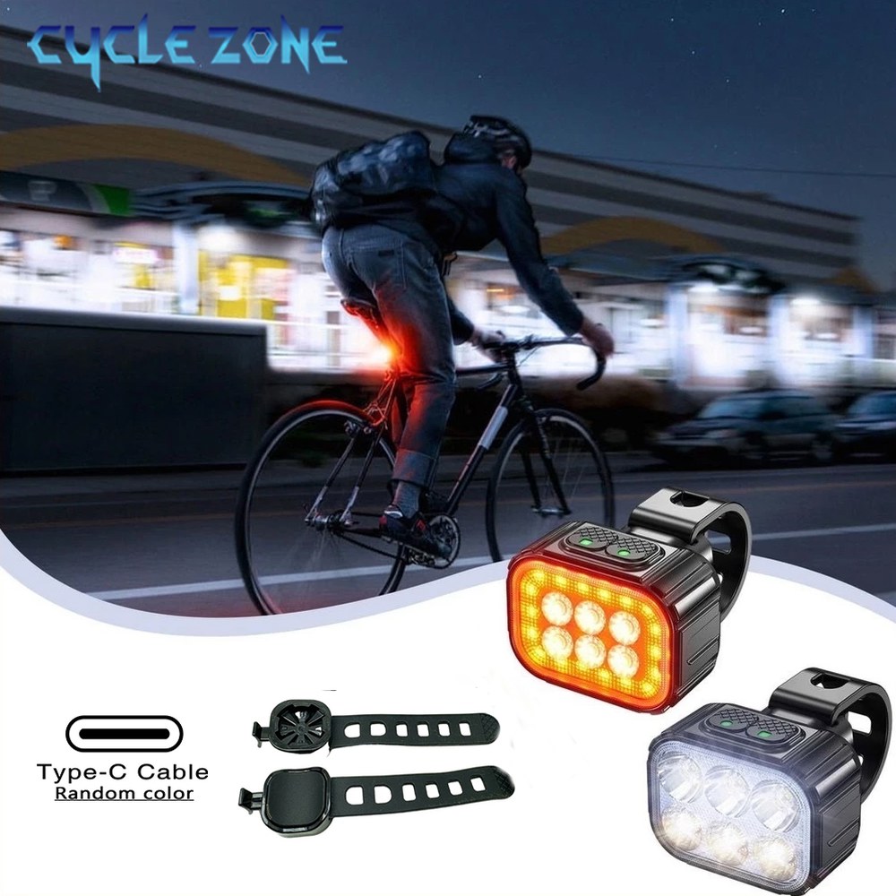 [오늘출발] 자전거 전면 후면 조명 세트 LED 헤드 라이트 Q6 Type 충전 MTB 도로 경고 미등 램프 사이클링 액세서리