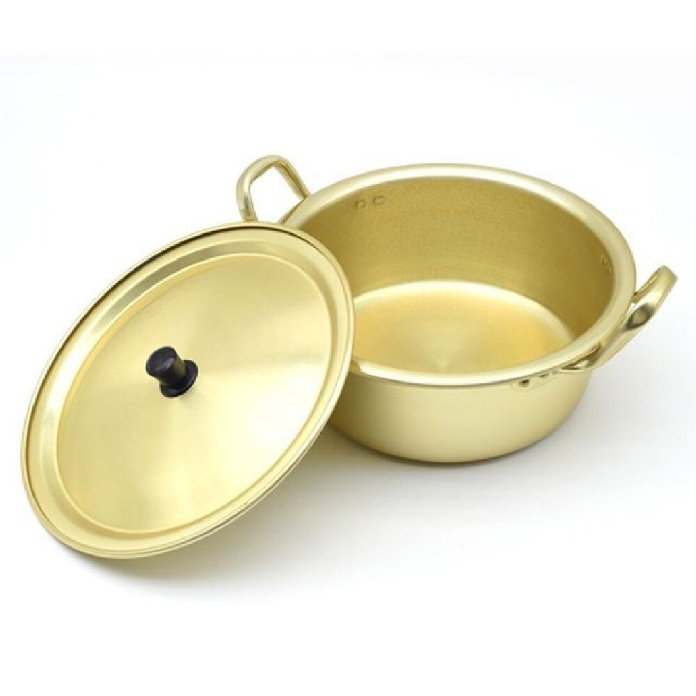 (14cm) 레트로 양은 냄비 찌게 라면 노란 양수 냄비/전용/가벼운/업소용/가계/만능/자짱/옛날/양푼이