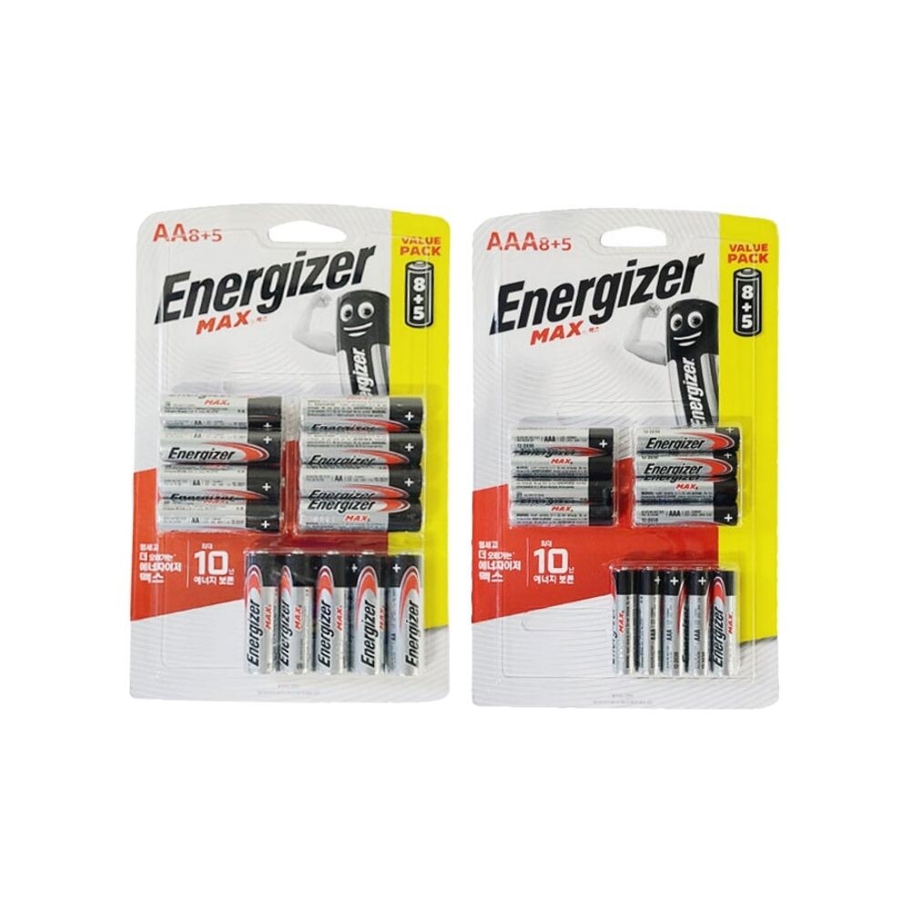 (AAA 8+5개입) 에너자이저 맥스 일회용 건전지 AAA AA 13개입 선택/충전/충전용/알카라인/듀라셀/벡셀/국산