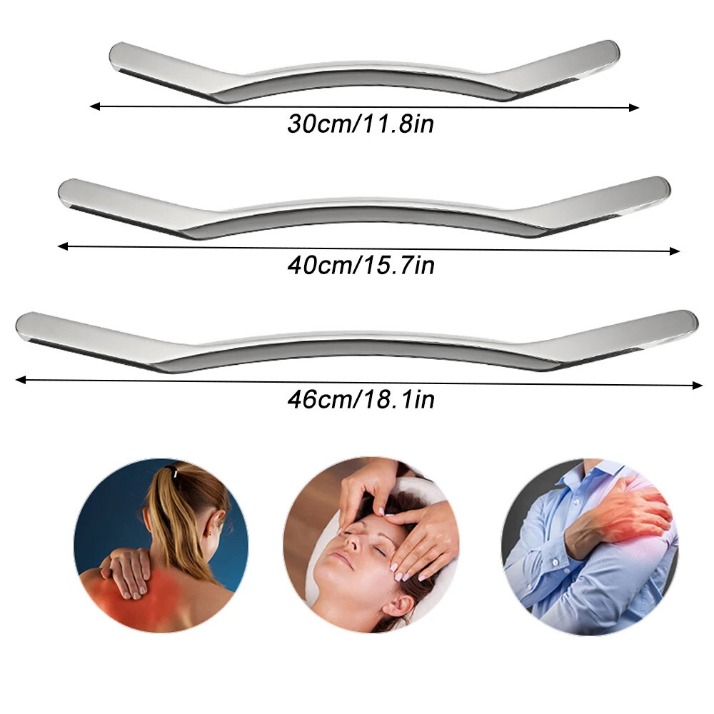 왕괄사 1Pcs 스포츠 스테인레스 스틸 긴 Gua Sha 도구Guasha 막대 근육 긁기 마사지 도구아픈 연조직 완화