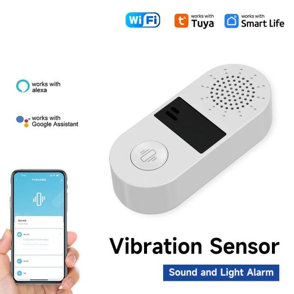 [오늘출발]Tuya WIFI 사운드 라이트 진동 알람 130DB 스마트 센서 라이프 앱 알림 실시간 충격 기록