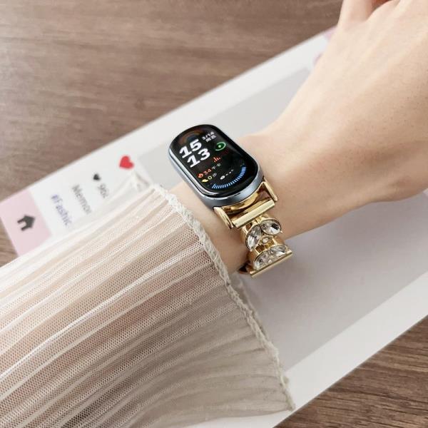 Mi Band 9 8 용 슬림 가죽 밴드 Xiaomi Smart Pro 손목 Redmi Watch 4 5 Correa 스트랩 다이아몬드 Dressy