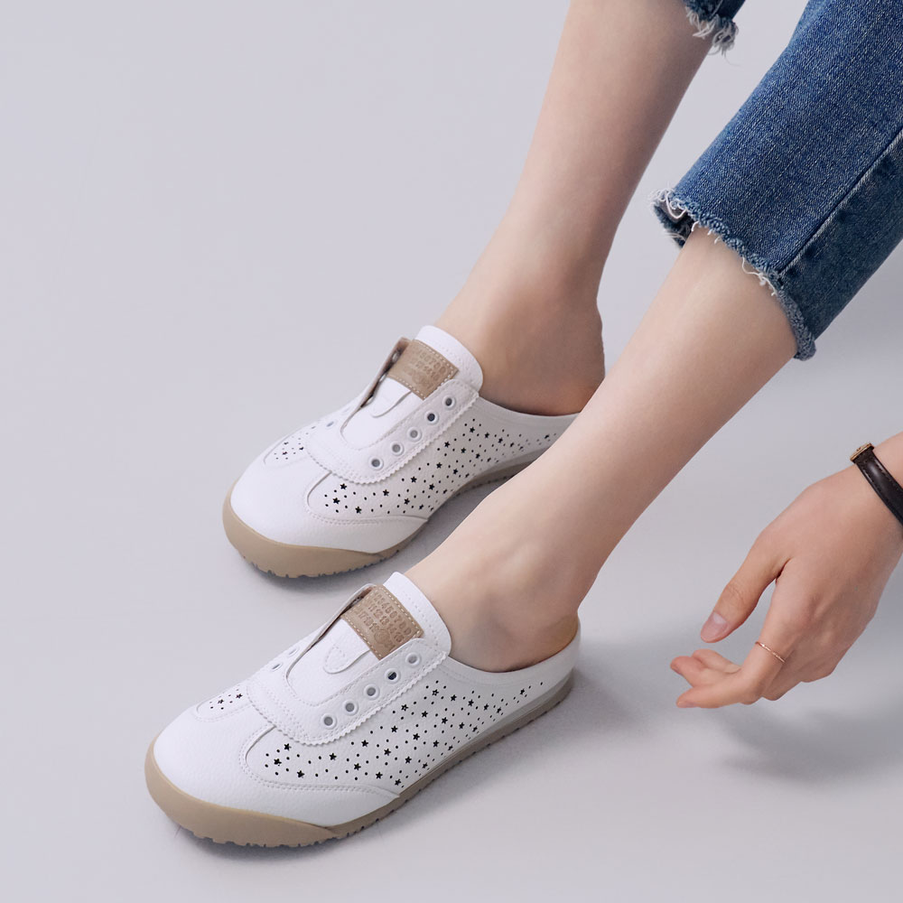 에스유니 소가죽 경량 발편한 펀칭 포인트 여성 뮬 블로퍼 스니커즈 단화 2.5cm 무료배송+사은품 증정