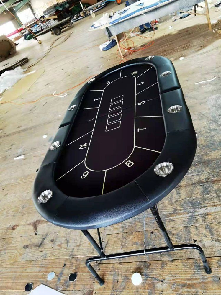 포커 홀덤 테이블 카지노 바카라 블랙잭 10인용 탁자 다크 블랙 풀 서클 180x90cm