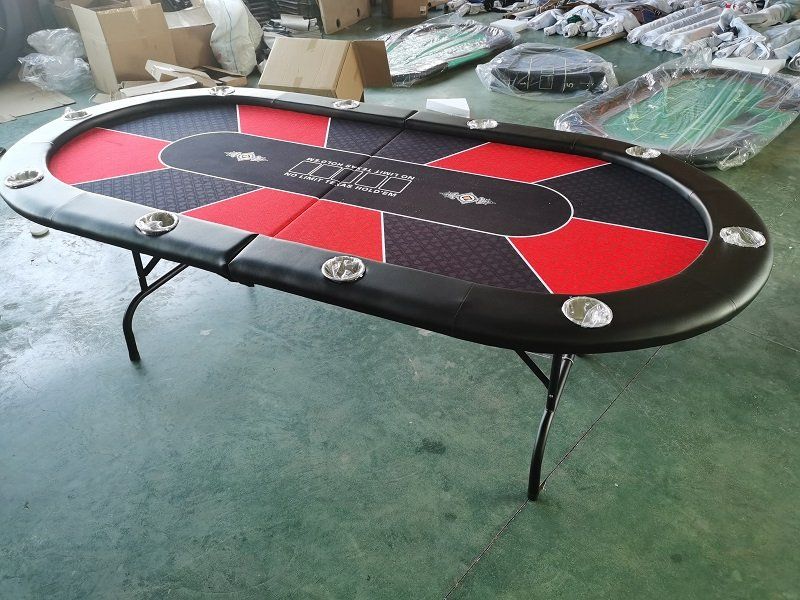 포커 홀덤 테이블 카지노 바카라 블랙잭 10인용 탁자 검은 색 및 빨간색 풀 서클 핸드 레일 213x106cm