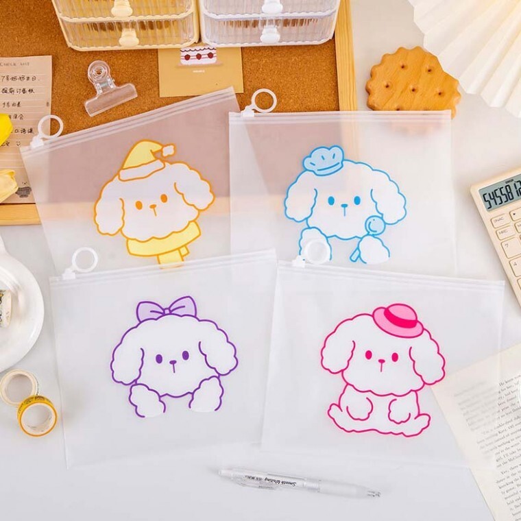 칼라 바둑이 pvc 비닐지퍼백 구디백 반투명 케이스