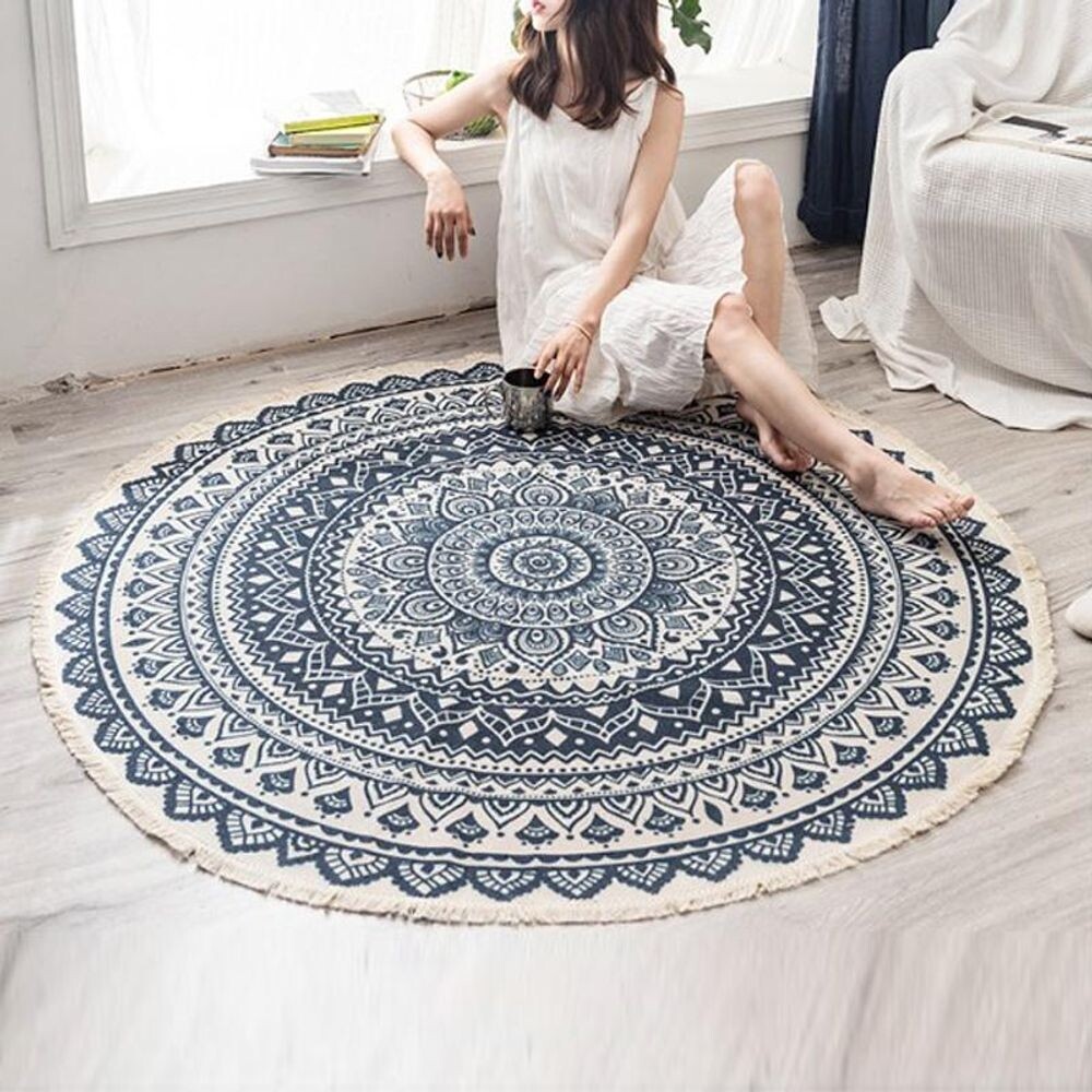 북유럽 바닥매트 원형러그 빈티지 소파 카페트80cm/안마/의자/러그/책상/깔개/바닥/카페/트/바닥보/양재