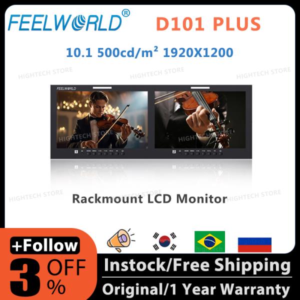 [호환] FEELWORLD D101 PLUS 4RU 10.1인치 듀얼 캐비닛 모니터(4K HDMI 호환 SDI 풀 HD 1920x1200 IPS 화면 포함)