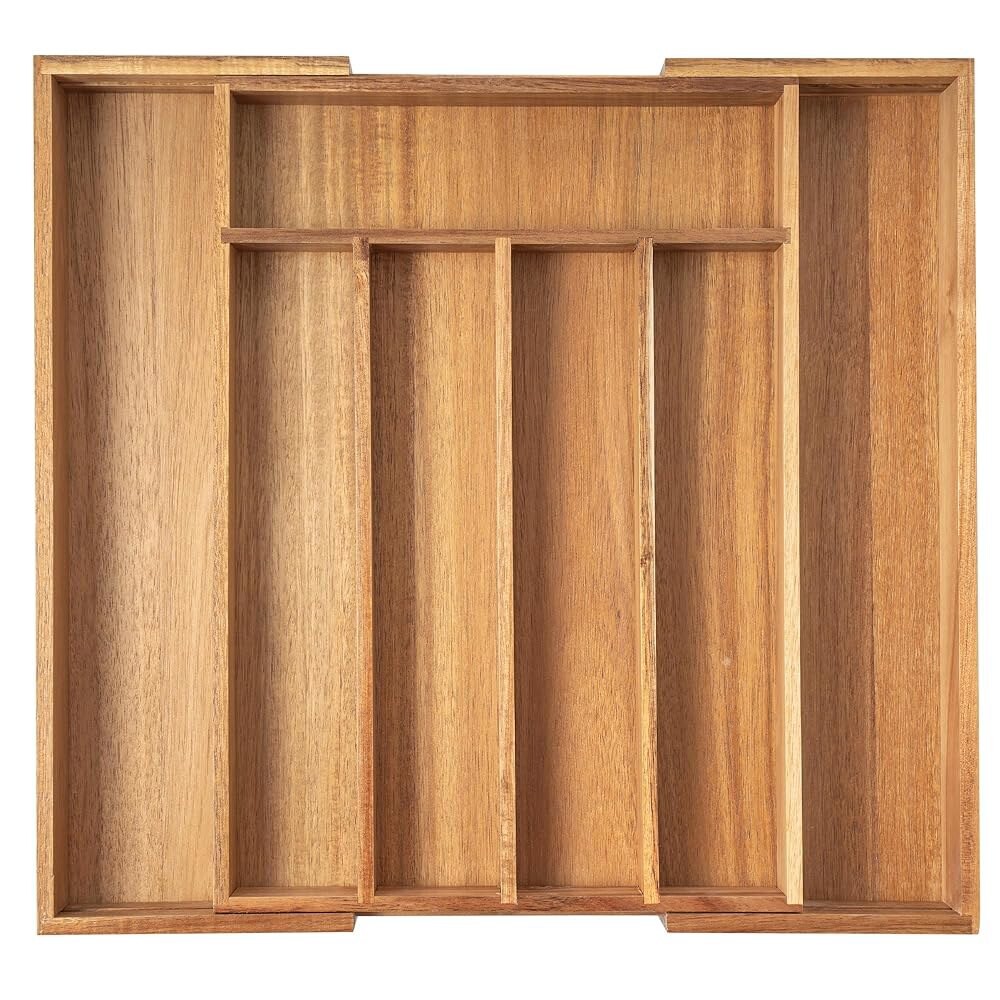 [오늘출발] 베실로드 가능한 식기 정리함 주방 조절 정리함용 은식기 서랍에 있는 아카시아 대형 7 슬롯