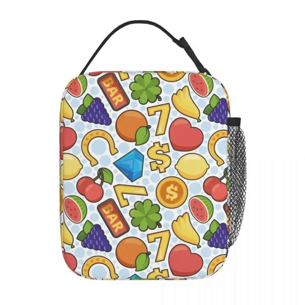 [오늘출발]카지노 슬롯 머신 777 하트 과일 동전 열 절연 점심 가방 잭팟 우승자의 행운의 상징 화려한 도시락 상자