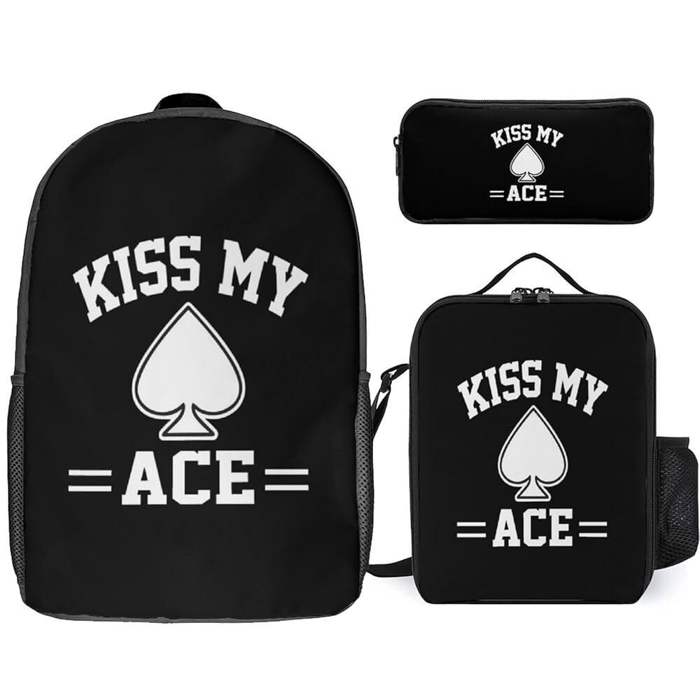 백팩 필통과 가벼운 도시락 가방에 담긴 키스 마이 에이스 포커 17 직장 여행 레저 데이 여행용 세트 3Pcs