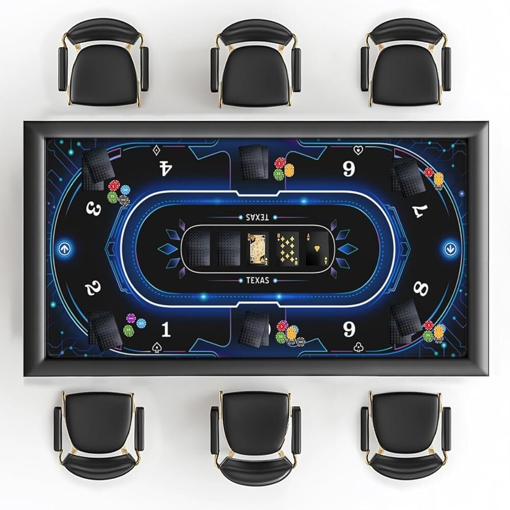 AQQA 70 x 35 인치 포커 매트 8-10 명의 텍사스 홀덤 포커 고무 매트 포커 토퍼 테이블 테이블 탑 매트