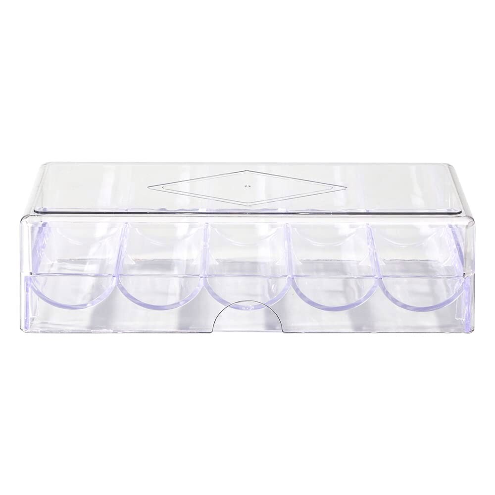 커버가 있는 투명 아크릴 포커 칩 랙 1팩 뚜껑이 있는 카지노 칩 트레이 각각 100개의 칩을 보관할 수