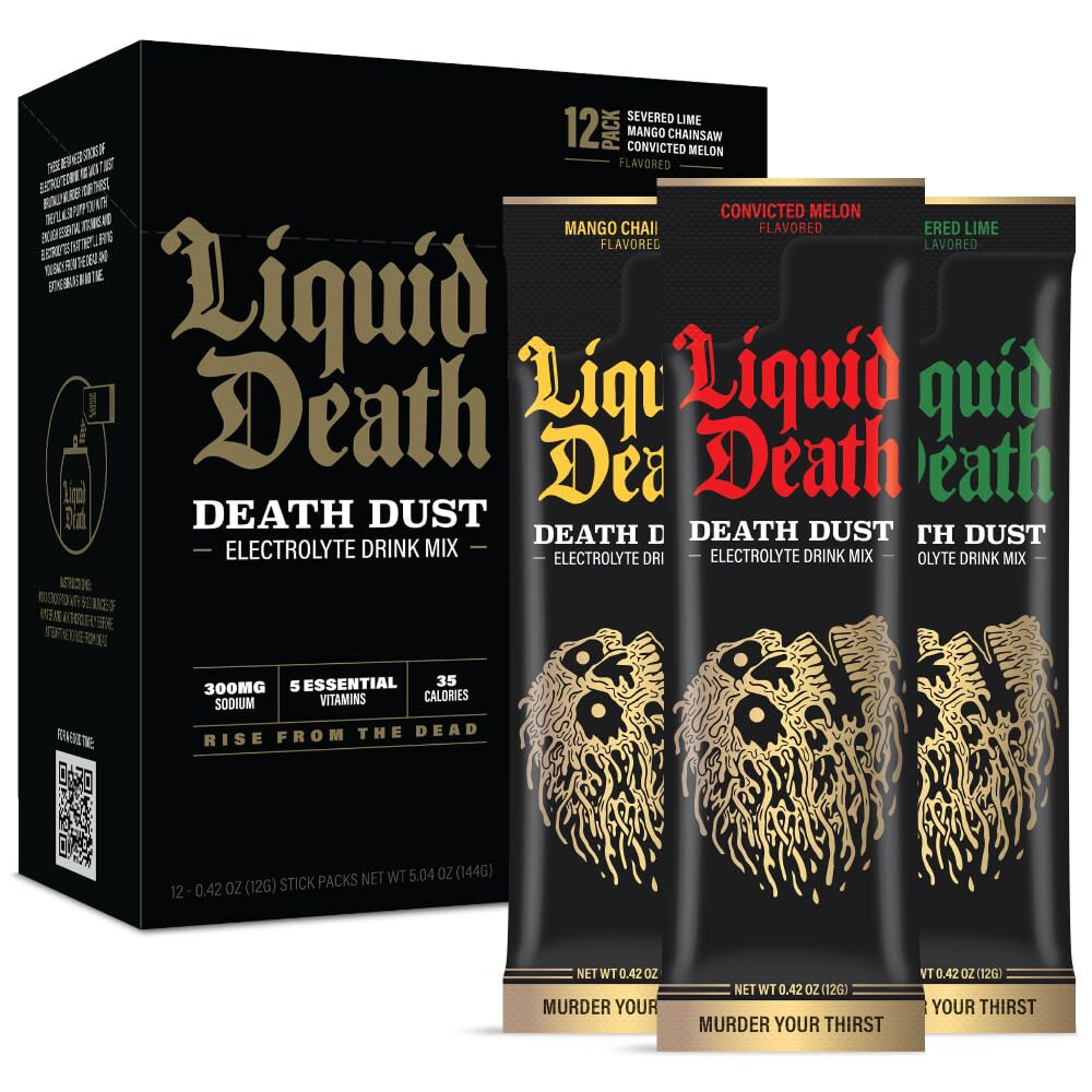 Liquid Death 리퀴드데스 전해질 수분보충 파우더 12개 운동 스포츠 러닝 이온 음료 휴대용 스틱 보충제