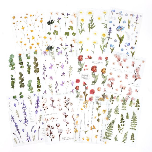 펠트친구 압화스티커 12종 3151/ 압화 플라워 꽃 다꾸 포인트 스티커 만들기 꾸미기