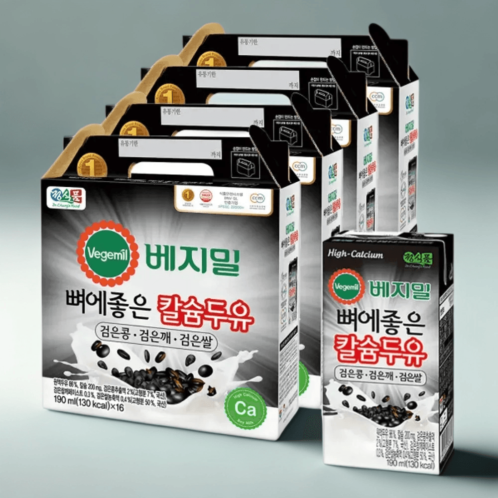 베지밀 베지밀 뼈에좋은 칼슘 검은콩 깨쌀 두유 190ml 64개 최신제조