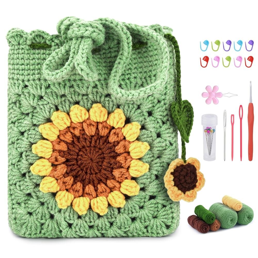 [오늘출발] 초보자용 페니티 크로셰 키트 휴대폰 가방 키트 성인용 공예 시작 간단한 단계별 동영상 튜토리얼