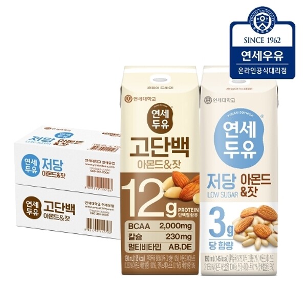 연세두유 연세두유 고단백 프로틴 아몬드잣 두유 24팩 + 저당두유 아몬드잣 24팩 (총48팩)