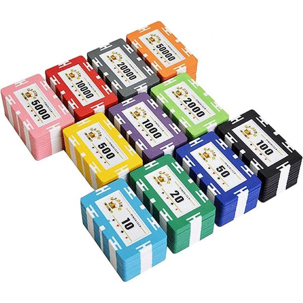 29g 포커칩 카지노 게임 유럽 직사각형 카운팅 칩 클레이 빙고 세트 텍사스 홀덤 블랙잭 도박 포커 색상 50