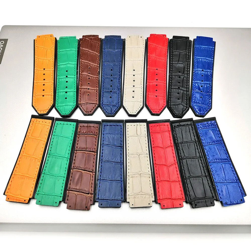 Hublot 시리즈 패션 남성 여성 실리콘 가죽 스포츠 시계 발찌 19mmX25mm에 대한 대체 밴드 스트랩