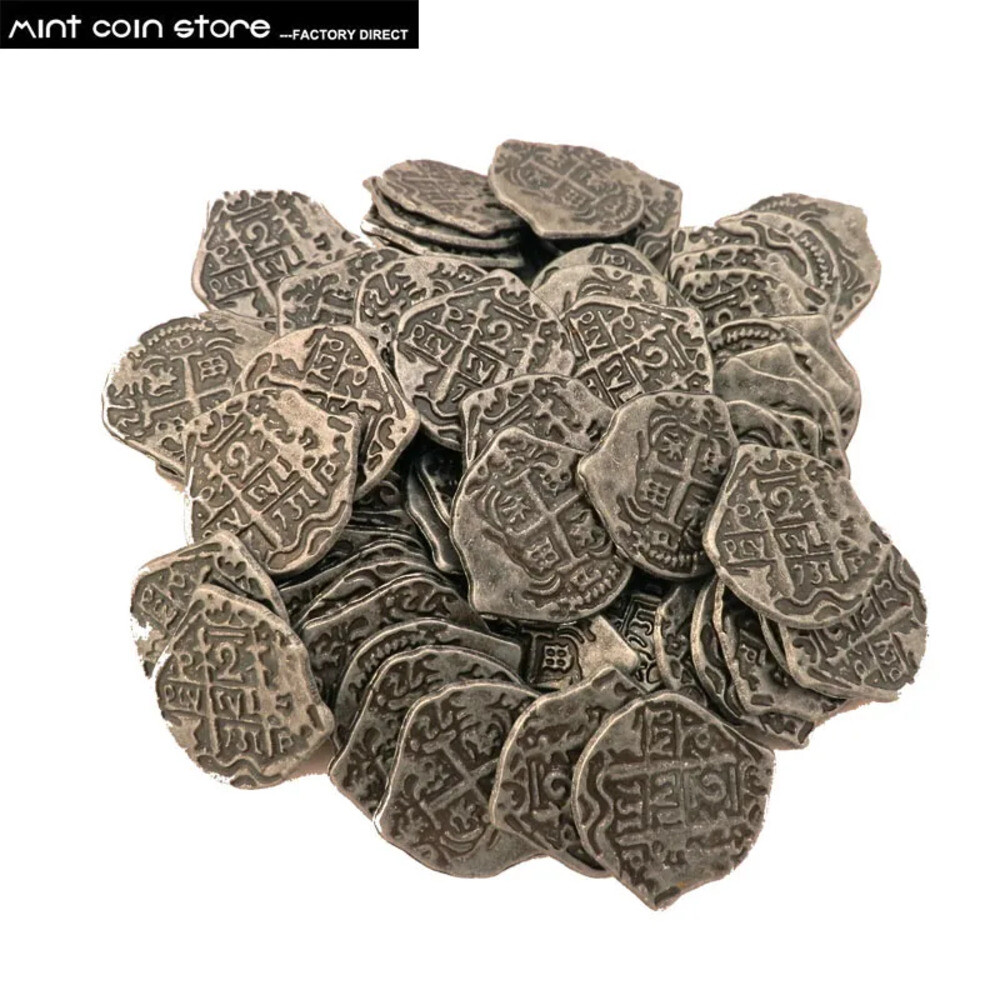 비트코인 동전 유럽 보물 스페인 더블롱 금화 캐리비안 시리즈 해적 영화 색상 차이 게임 1 개