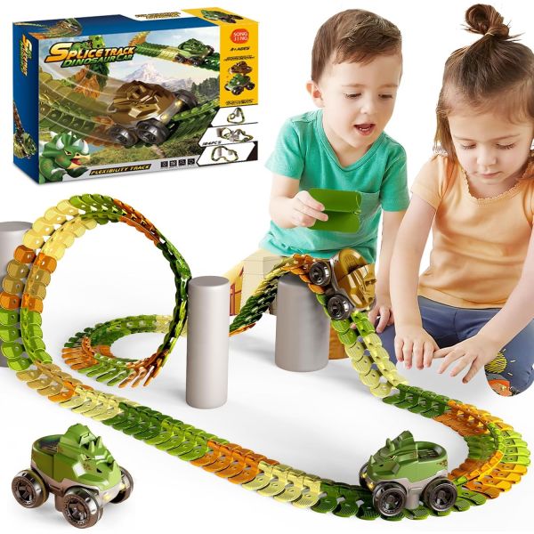 프리미엄 슬롯카 자동차 레이스 배틀 레이싱 세트 공룡 경주용 트랙 장난감 롤러코스터 유연한 플레이세트