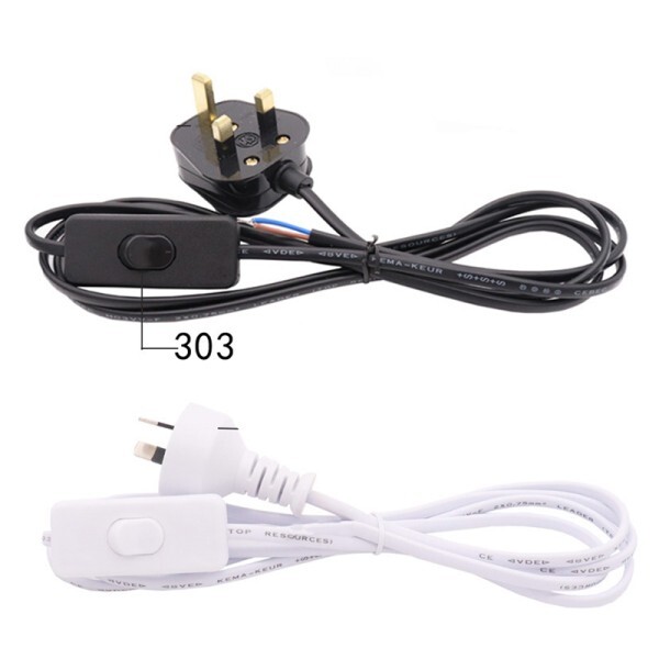 [오늘출발] EU 미국 303 온라인 스위치 확장 전원 코드 유럽 호주 데스크탑 LED 조명 스트립 켜기 와이어 케이블 1.8m