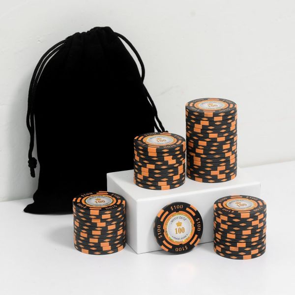 50개 클레이 복합 포커 칩과 내구성 있는 칩 가방 실제 카지노 분위기 연출 게임 나이트