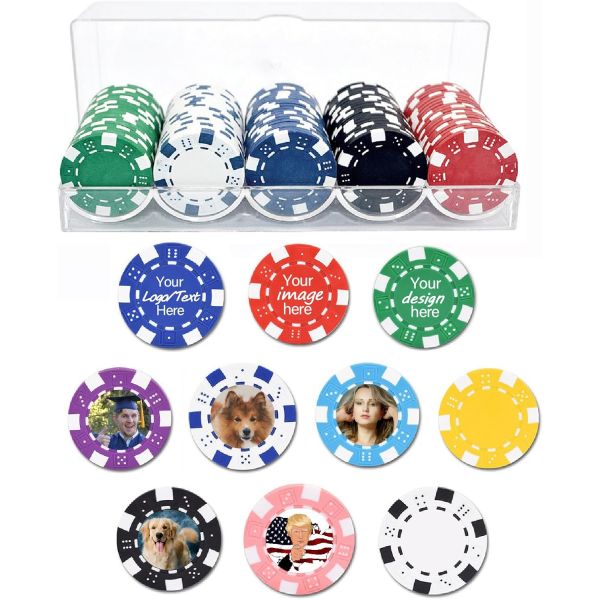 100개 40mm 115g 맞춤 포커 칩 세트 카지노 금속 코어 클레이 케이스 포함 양면 인쇄 가능 개인 로고 텍스