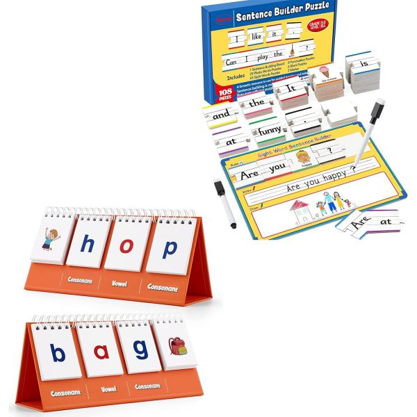 프리미엄 플래시 카드 세트 교육 학습 포켓 문장 만들기 CVC 워드 빌더 Phonics Games Sight Word 교실에