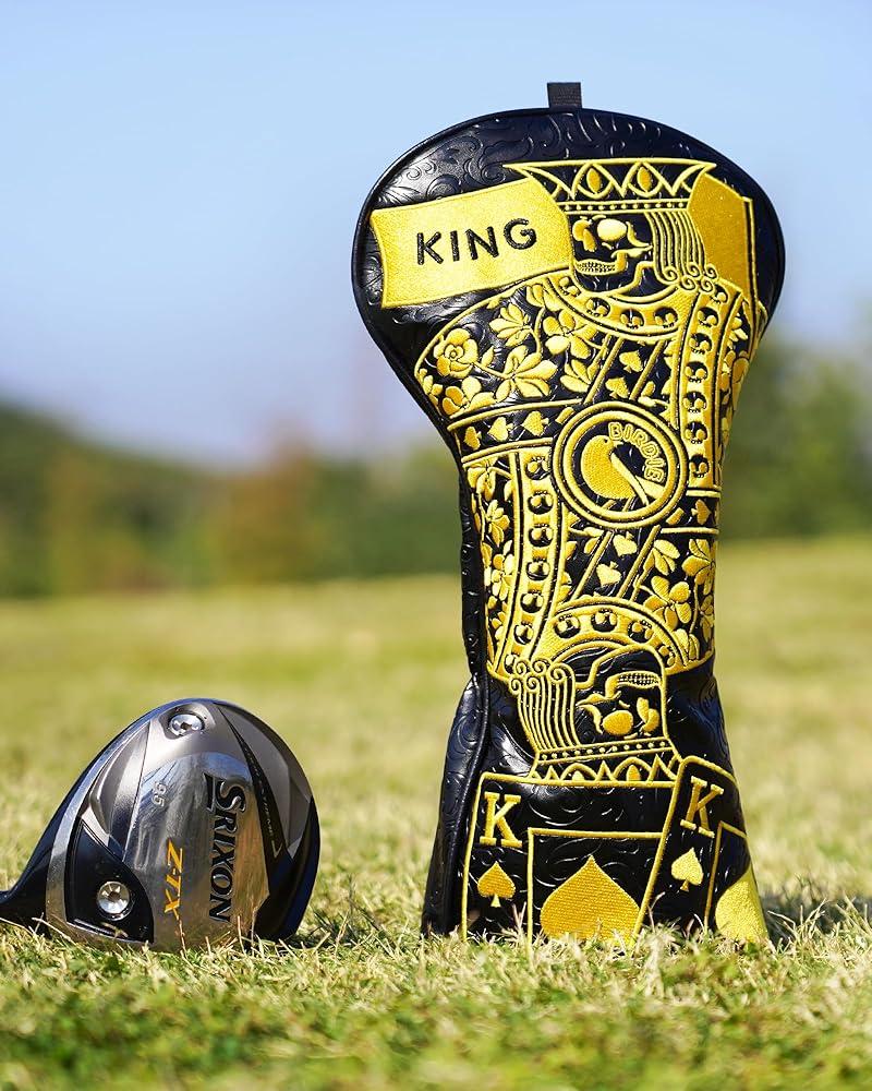 Big Teeth 골프 드라이버 헤드 커버 포커 460cc 커버 남성용 헤드커버 클럽 킹 엠보리더리드(골든 킹)