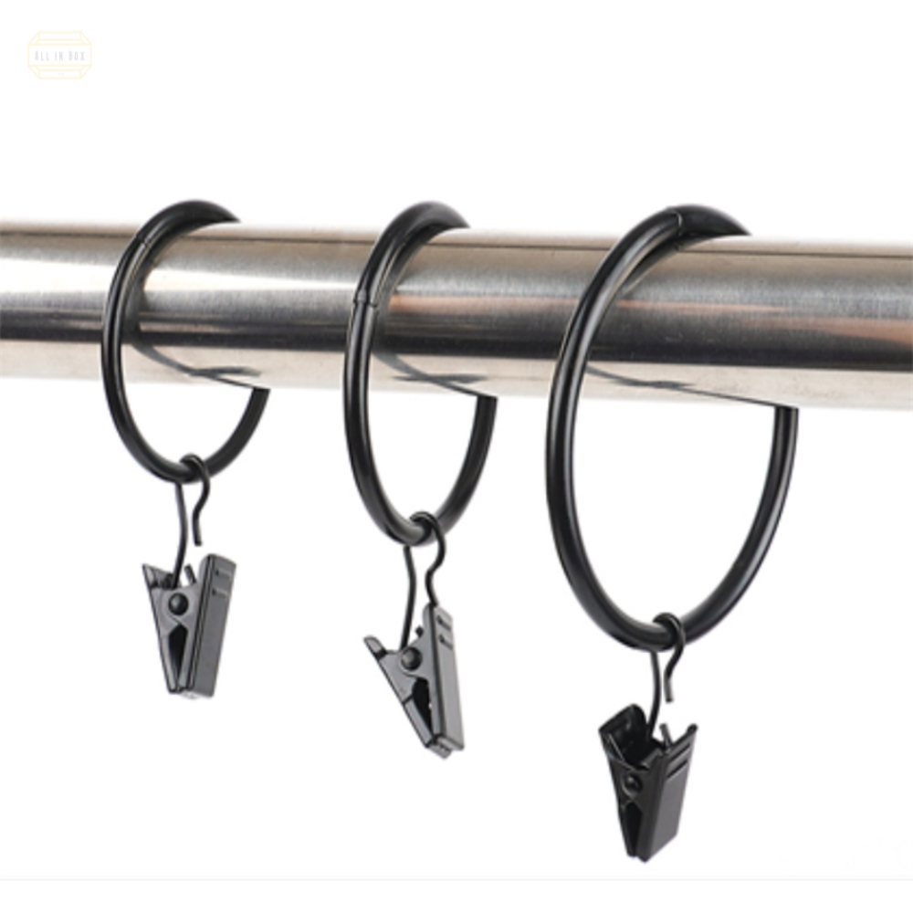 [오늘출발] 올인박스 커튼 집게링 블랙 10P 커튼링집게핀 압축봉링홀더 커튼봉집게링 링집게