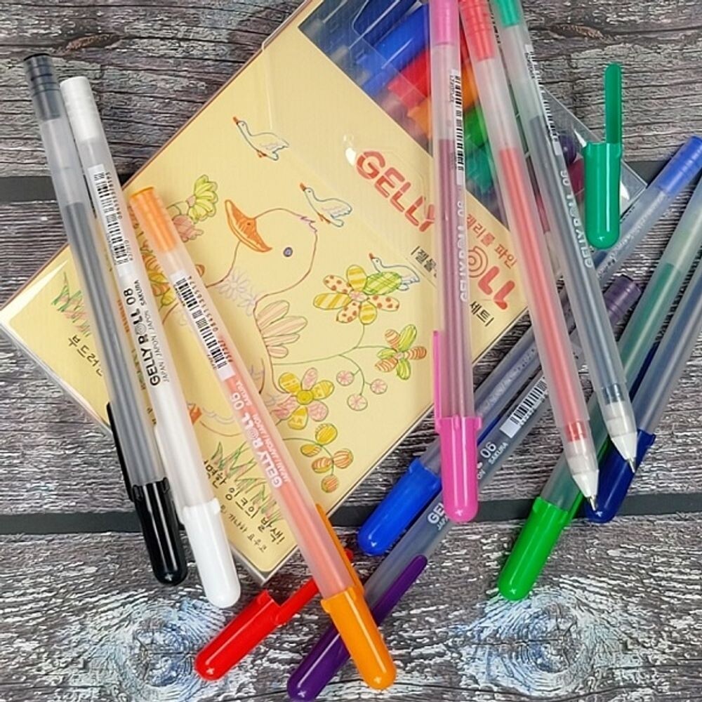 사쿠라 0.6mm 겔리롤 Fine Standard 10색 세트/젤/볼/펜/다꾸/칼라/다이어리/꾸미기/필기/WPF/VPS