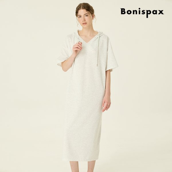 [신세계백화점]보니스팍스 (대구신세계)오픈 V넥 후드 5부 반팔 롱 원피스 (XP7OP011M0)
