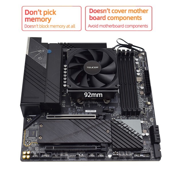 [오늘출발] Teucer 푸시다운 CPU 쿨러 높이 45mm  라디에이터 ITX 소형 PC 케이스용 고성능 90mm 최대 2700RPM PWM 냉