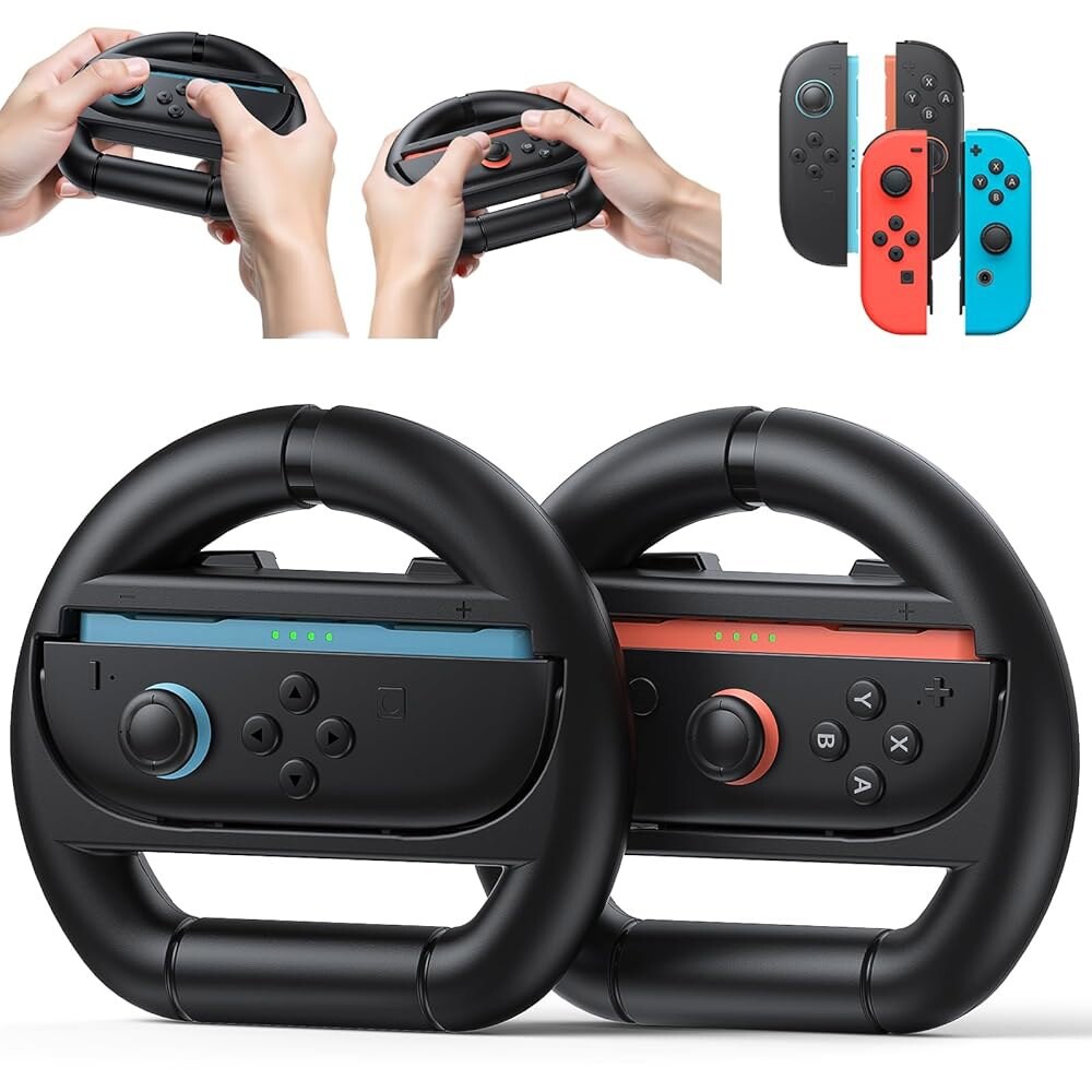 [오늘출발]스위치 2 1 OLED 조이콘용 킨윈 스티어링 휠 마리오 카트 월드 및 8 디럭스용 레이싱 컨트롤러 그립 NS2