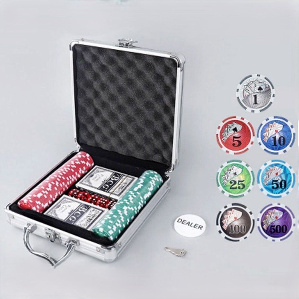 카지노칩세트100P 재미있는 포커칩세트/게임용칩/가족/게임칩/숫자칩/카드칩/카치노칩/포커칩/홀덤칩/강원