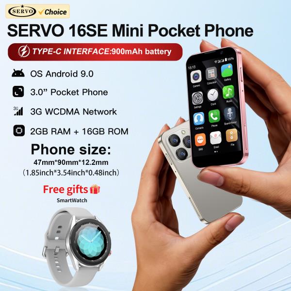 무료 시계 서보 미니 스마트폰 3.0 디스플레이 안드로이드 9.0 휴대폰 16GB ROM 얼굴인식 잠금해제 3G 셀