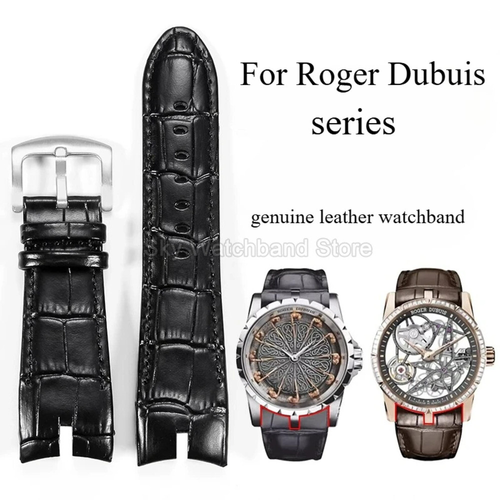 [해외] Roger Dubuis 시계 밴드 남성용 가죽 EXCALIBUR 시리즈 오목 인터페이스 바늘 버클 체인 액세서리 26mm