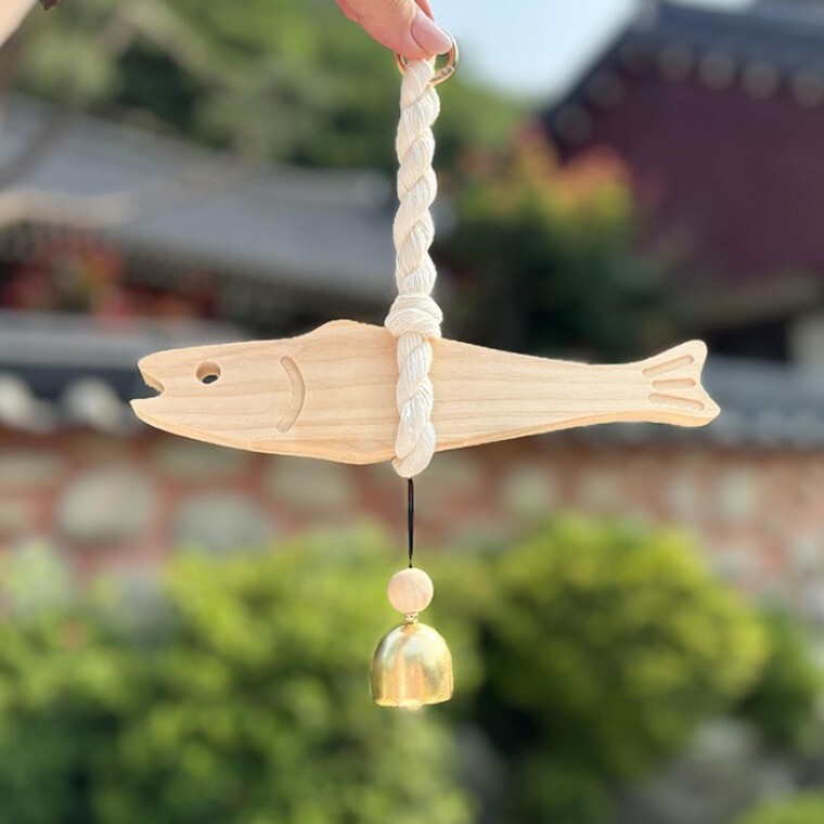 액막이 우드 명태 도어벨 2size (고리자석1P 무료증정)  도어벨 행운 집들이 인테리어 풍경 종 현관 부적