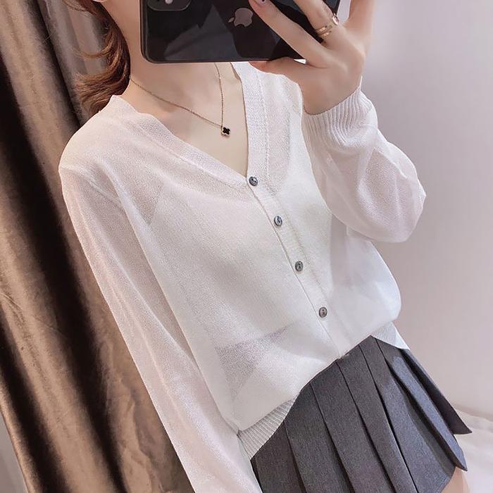SY00YY1사무실용여름가디건 텔 베이직 긴팔 가디건