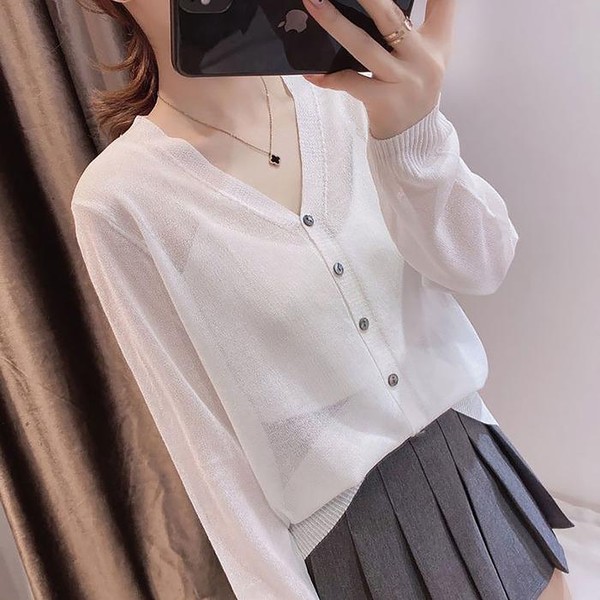 SY00YY1사무실용여름가디건 텔 베이직 긴팔 가디건