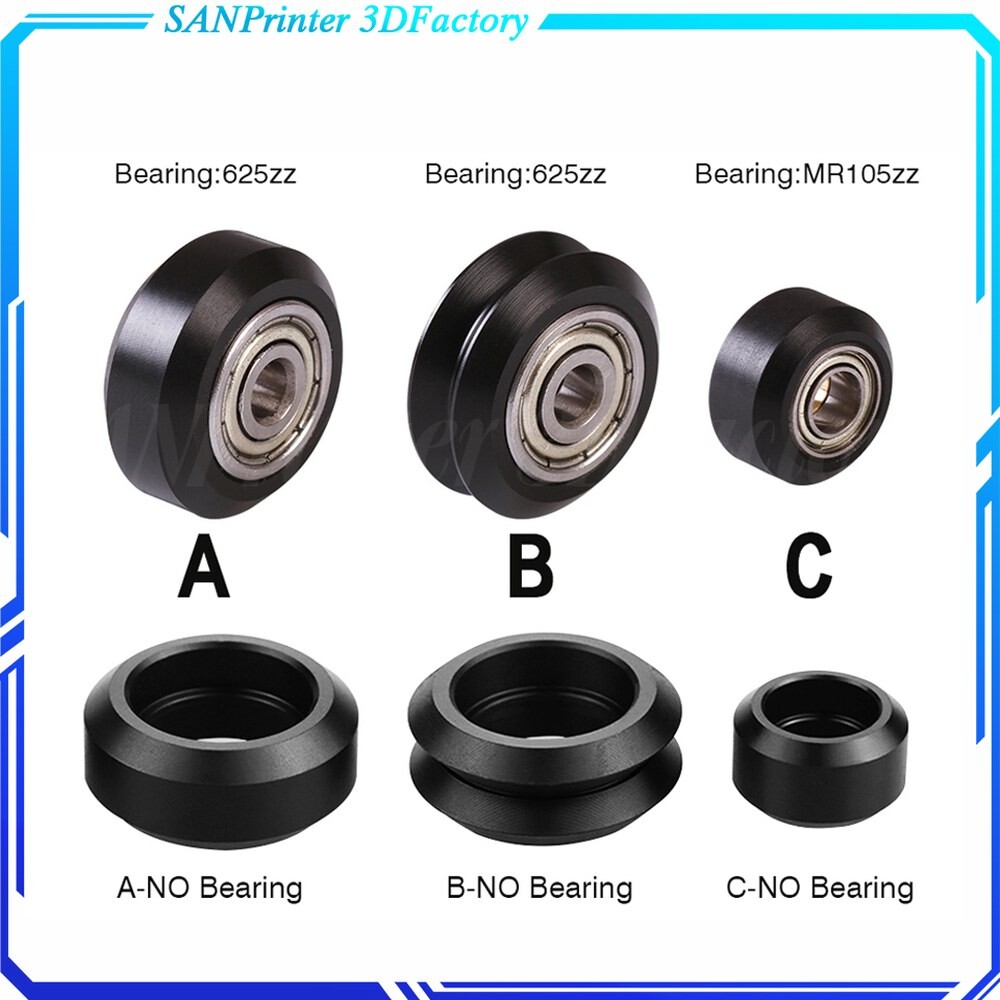 [오늘출발] CNC 소스 플라스틱 POM 기어 V슬롯용 625ZZ 타입 MR105ZZ 라운드 아이들러 도르래 펄린