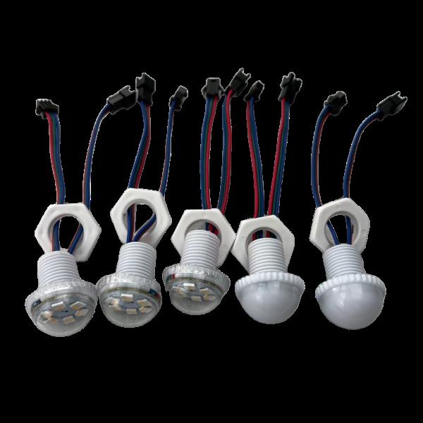 32mm DC24V IC 주소 지정 가능 RGBW 풀 컬러 놀이 공원 LED 픽셀 SMD 6개) IP67 밀키/투명 커버