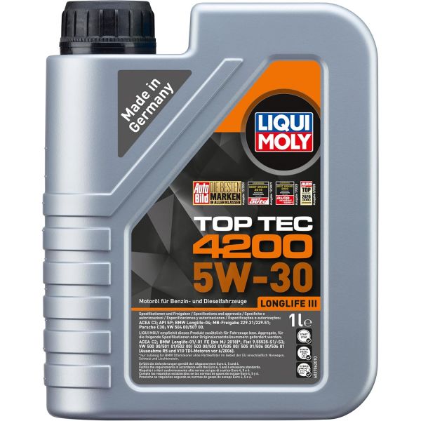 엔진오일 LIQUIMOLY 톱 테크 4200 롱라이프 III 5W30 BMW MB VWAUDI PORSCHE 애플루발 취득 1L 수소화분해