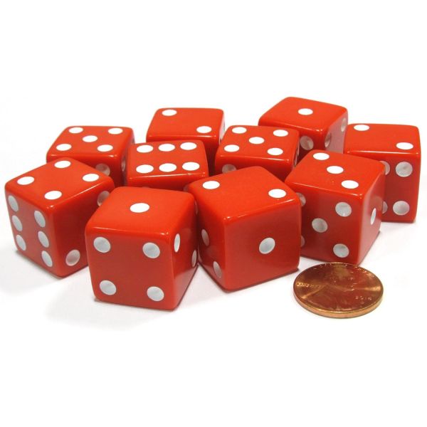 카지노 주사위 다이스 세트 아크릴 코플로 게임즈 L 식스사이드 스퀘어 불투명 19mm D6 10개 - 레드 위드