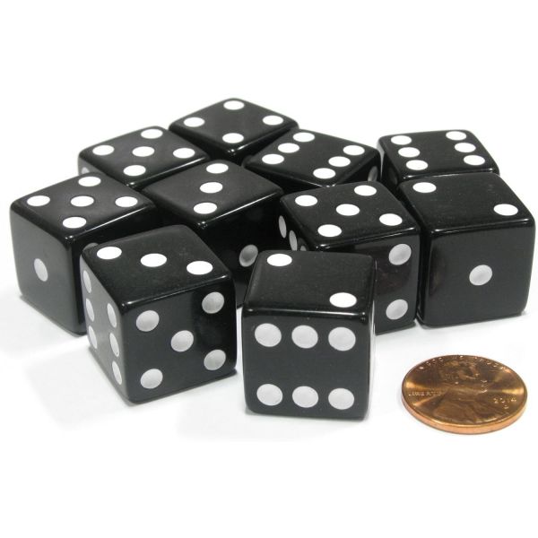 카지노 주사위 케이스 세트 아크릴 코플로 게임즈 L 식스사이드 스퀘어 불투명 19mm D6 10개 - 블랙 위드