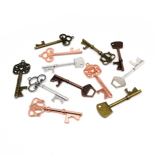 [오늘출발] 메탈 대형 빅 레트로 복고풍 엔틱 골동품 황동 빈티지 실버 황금 오래된 찾고 장식 키 Steampunk 매력 펜던